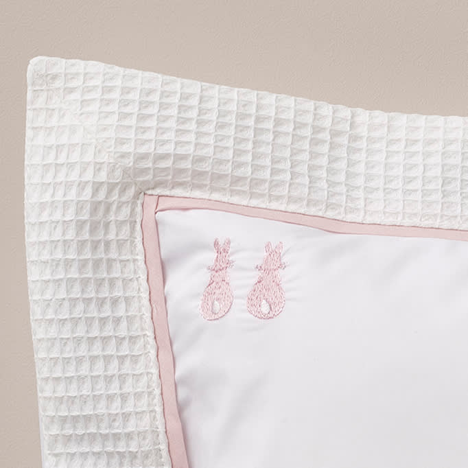 Pillowcase Embroidered Bunny / Pink