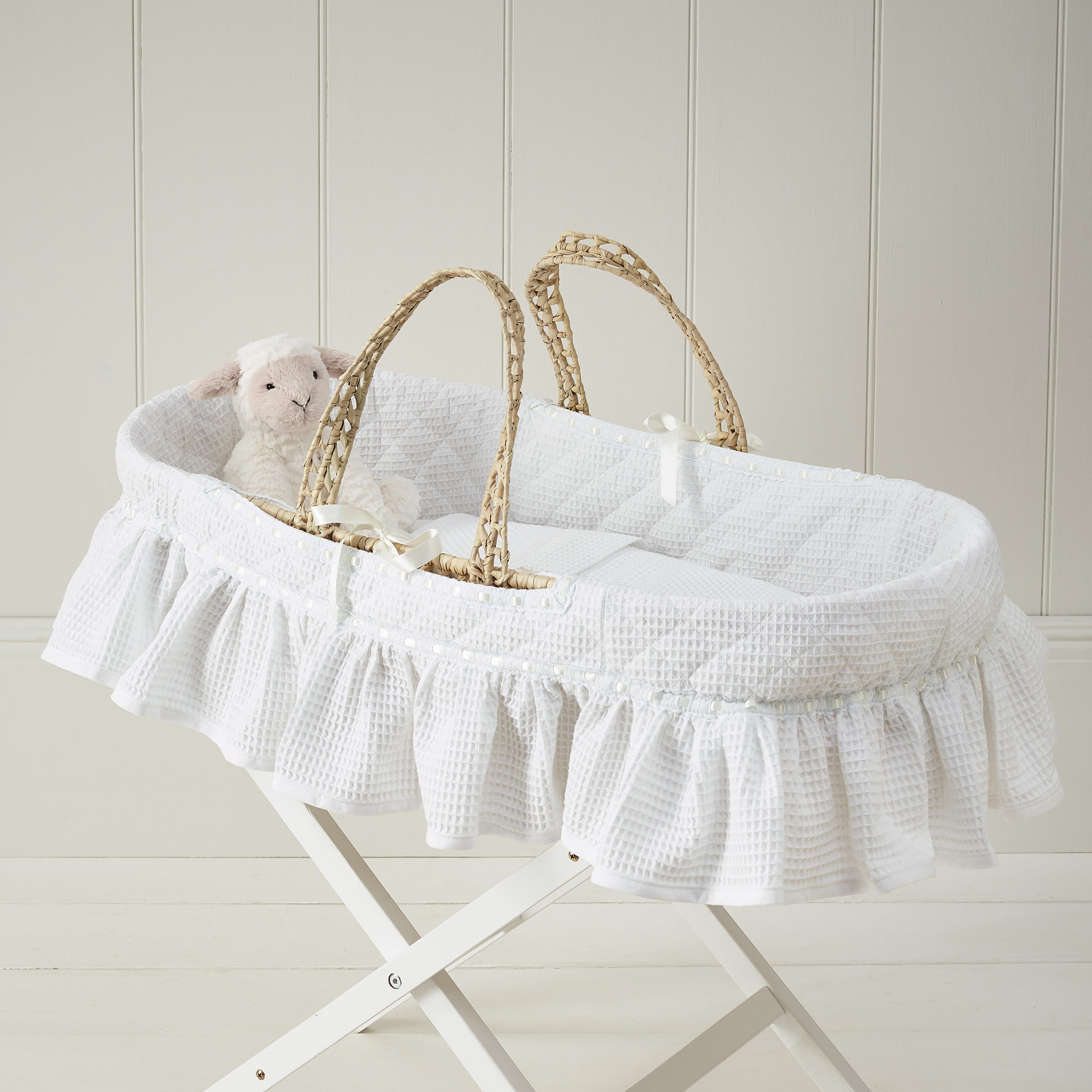 Moses Basket Set Waffle White