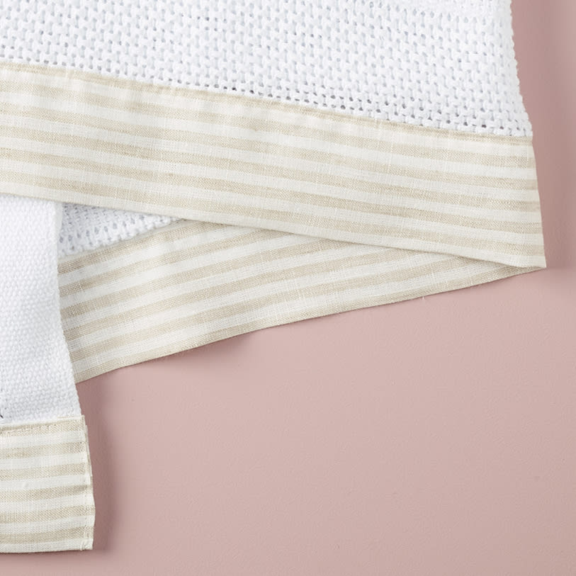 Cellular Cot Blanket Linen Stripe / Beige