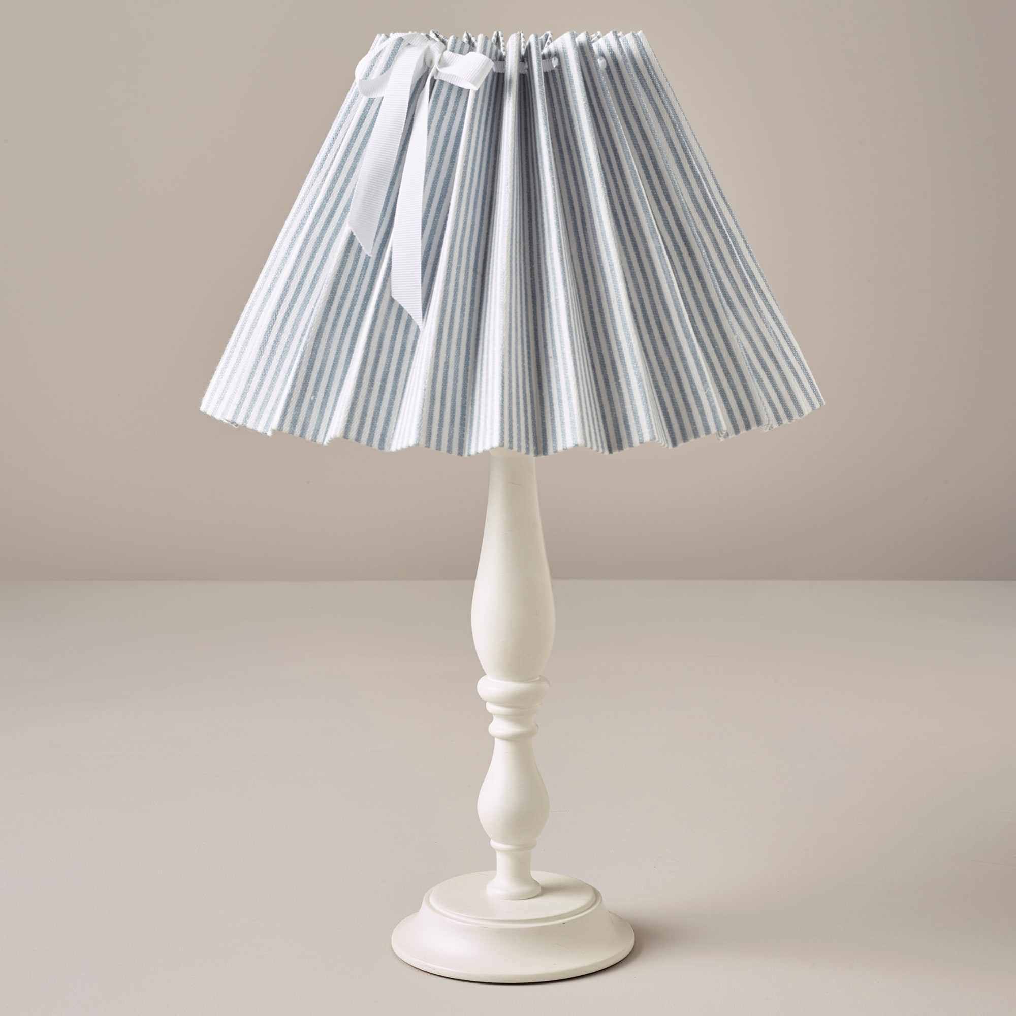 Pleated Lampshade Linen Stripe Blue