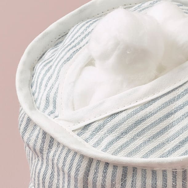 Cotton Wool Holder Linen Stripe / Blue