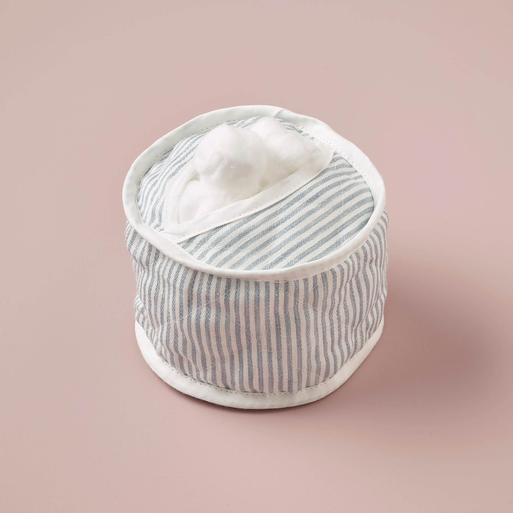 Cotton Wool Holder Linen Stripe / Blue