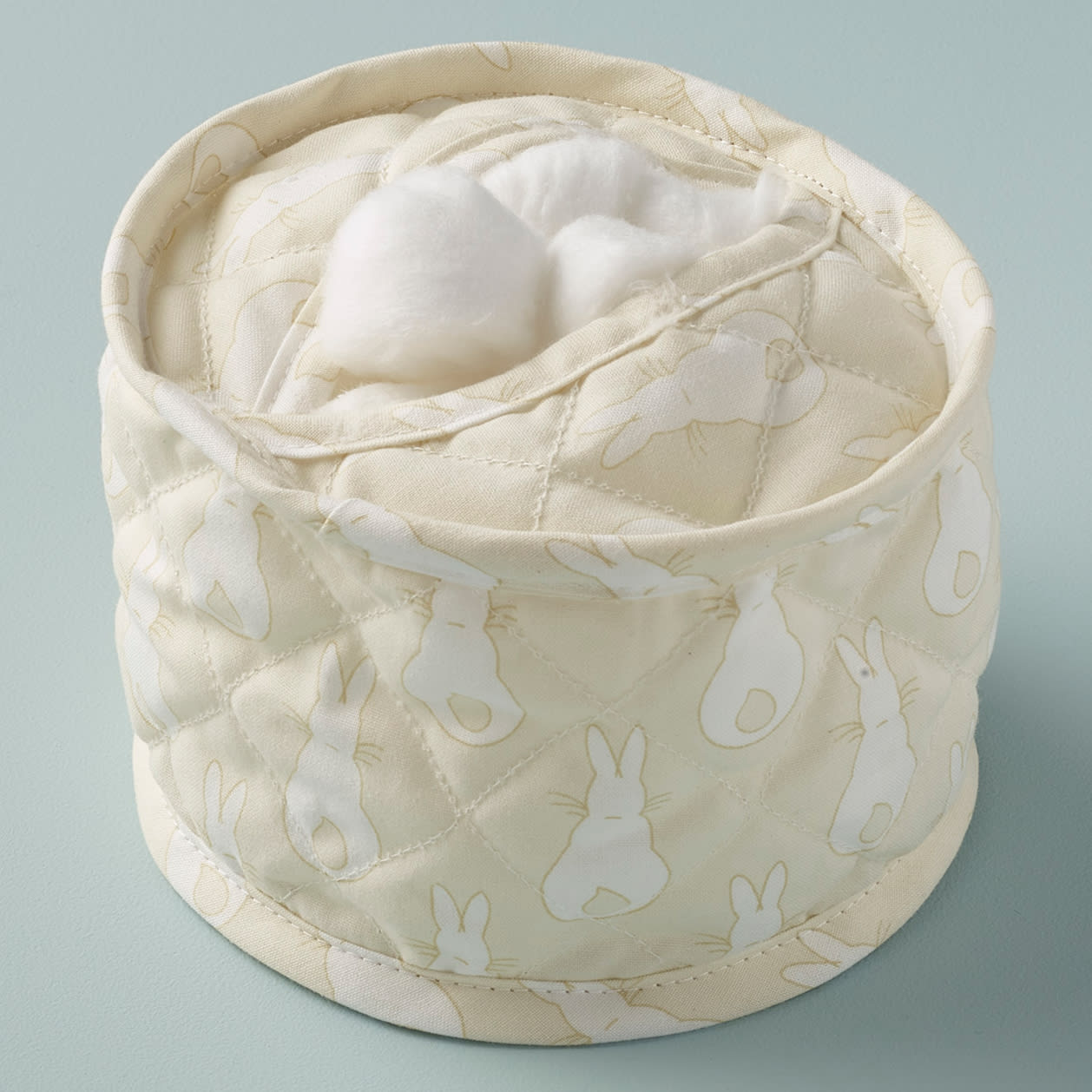Cotton Wool Holder Rabbit Trellis / Cream