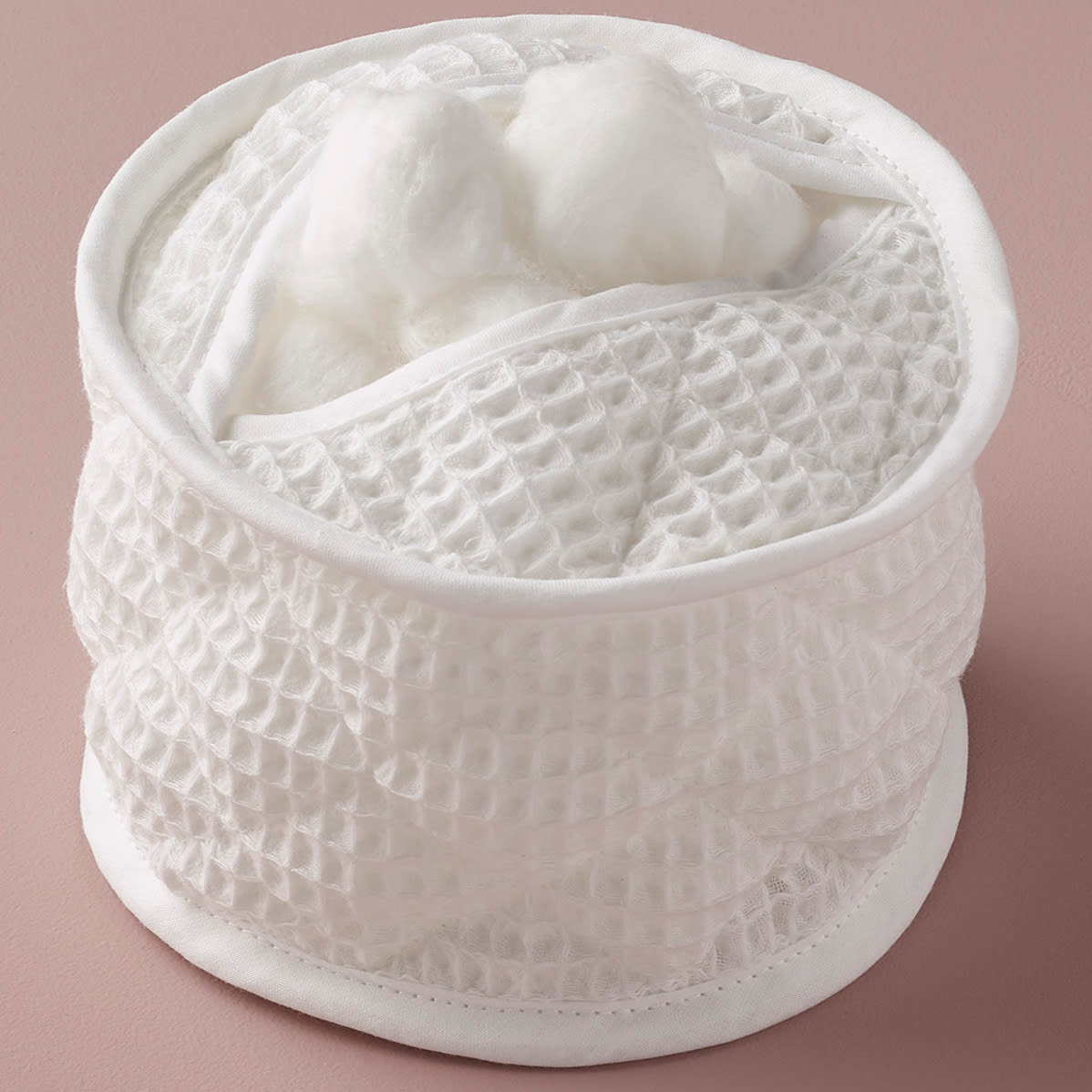 Cotton Wool Holder Waffle / White