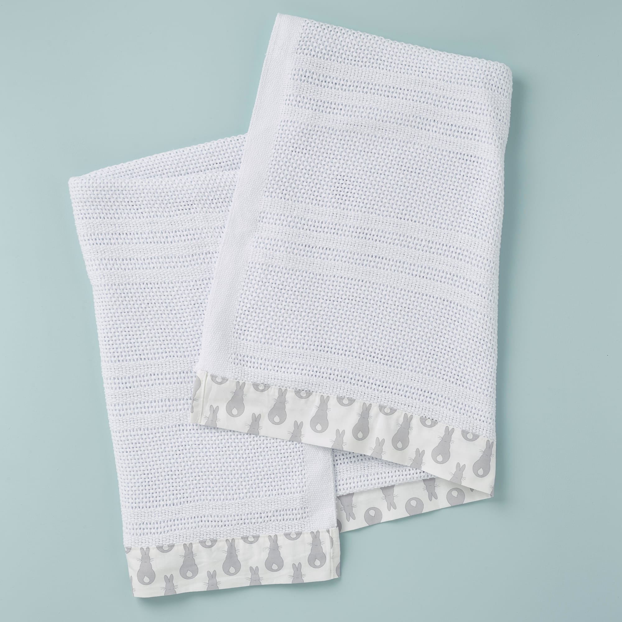 Cellular Cot Blanket Rabbit Trellis / Grey