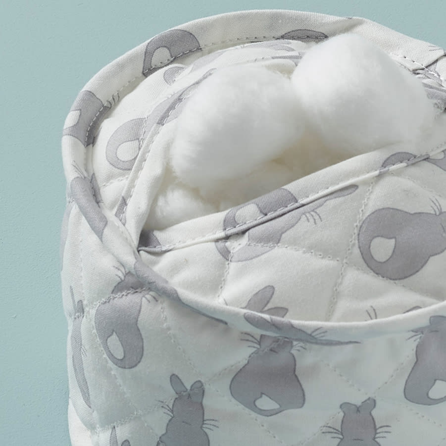 Cotton Wool Holder Rabbit Trellis / Grey
