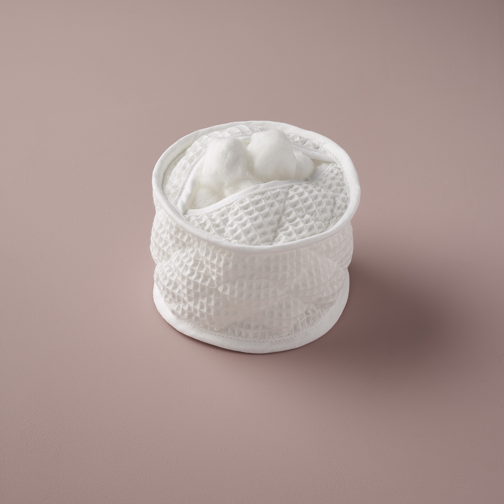 Cotton Wool Holder Waffle / White