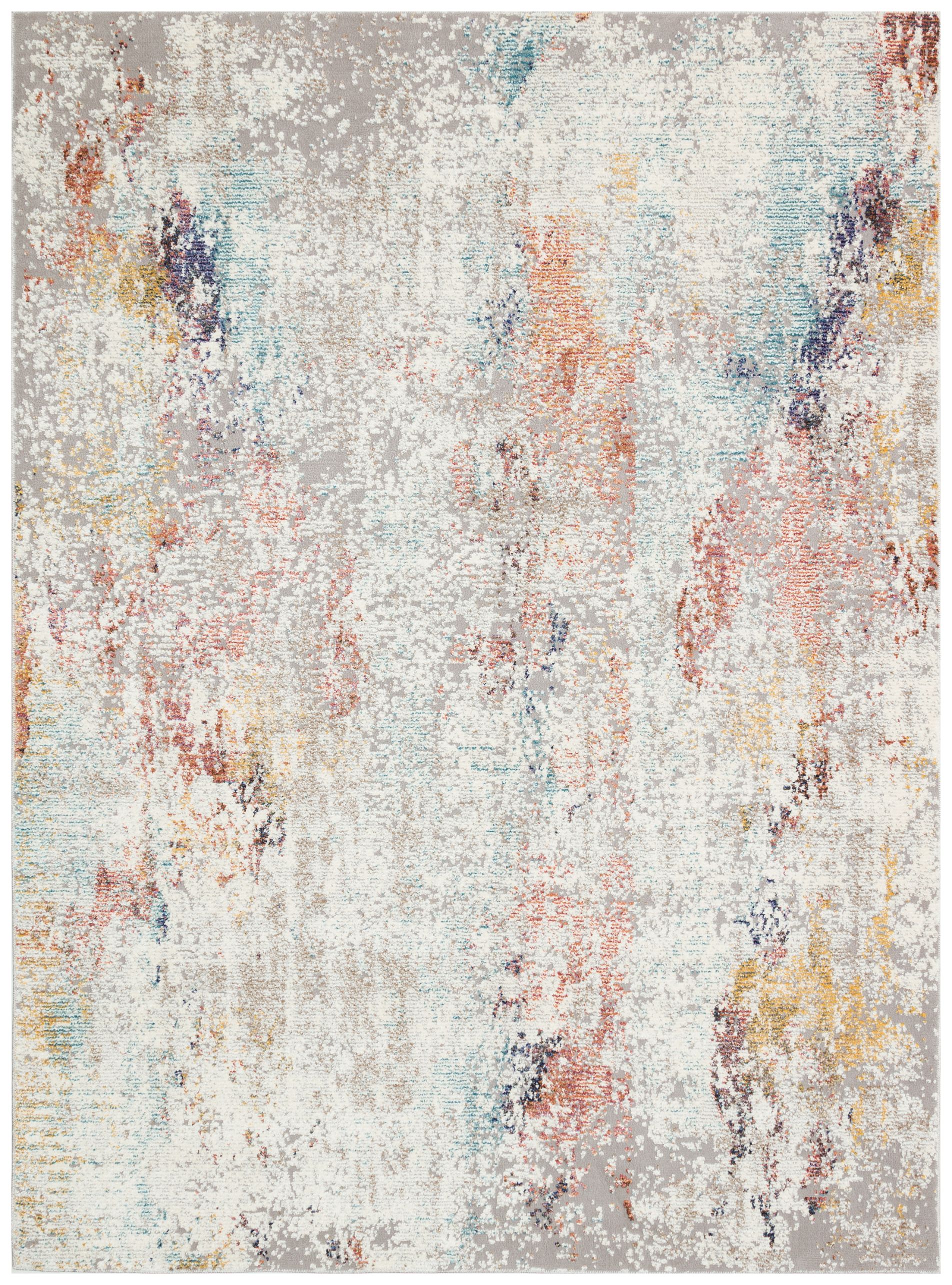 Modern Traditional Living Room Rug Gold Blue Grey Rust Soft Pile