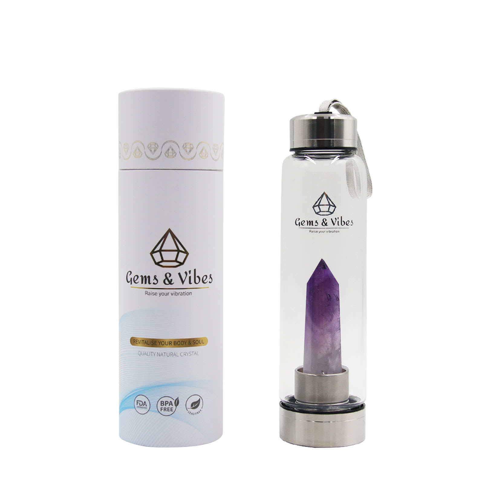 Single Crystal Water Bottle Amethyst