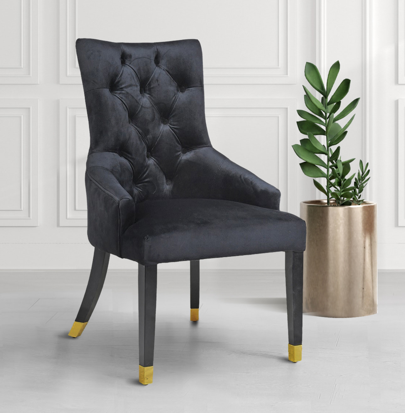 Black velvet with gold Dining Chair Nicky Cornell