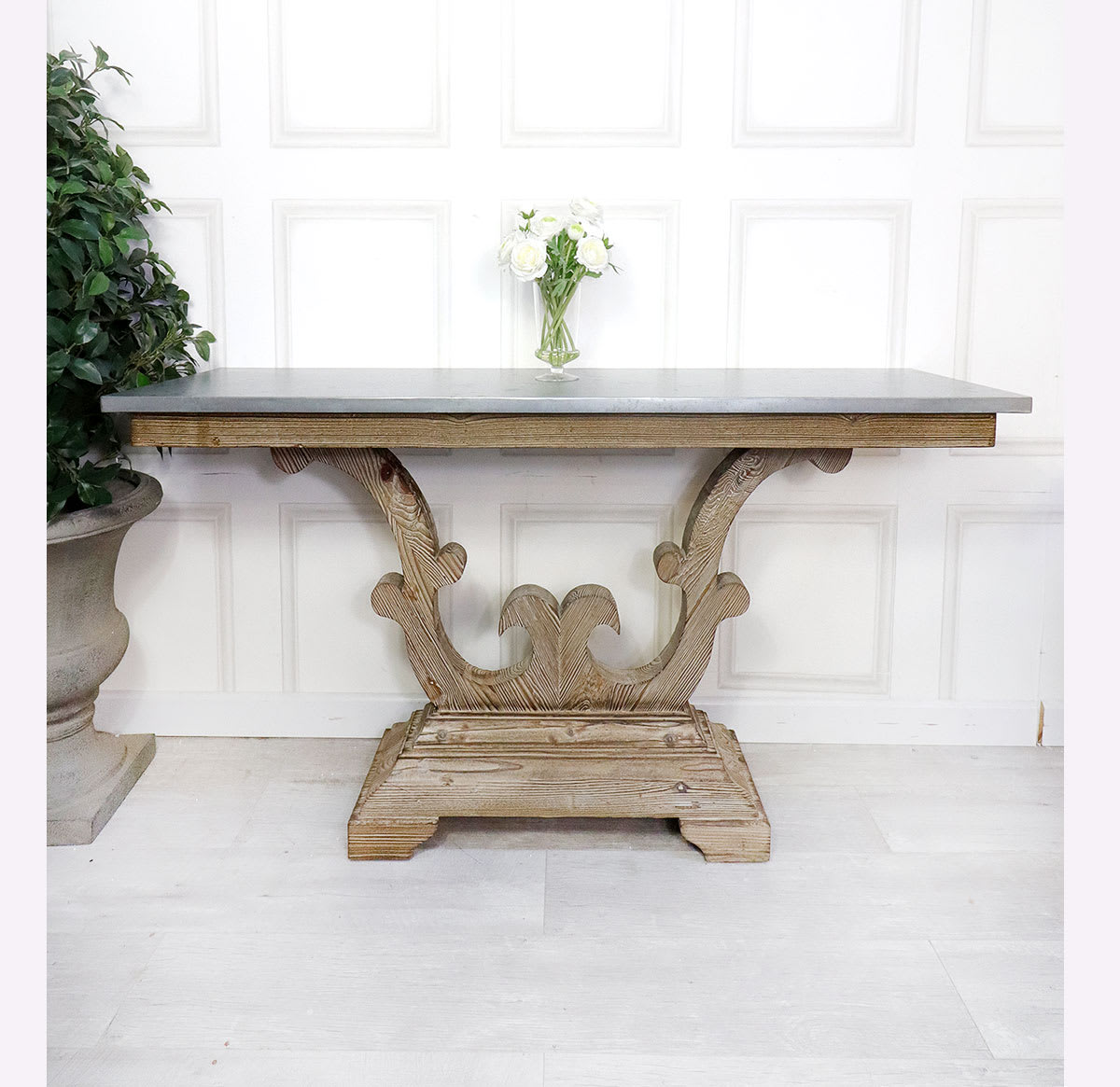 Ornate Base Zinc Top Hall Console Table Nicky Cornell