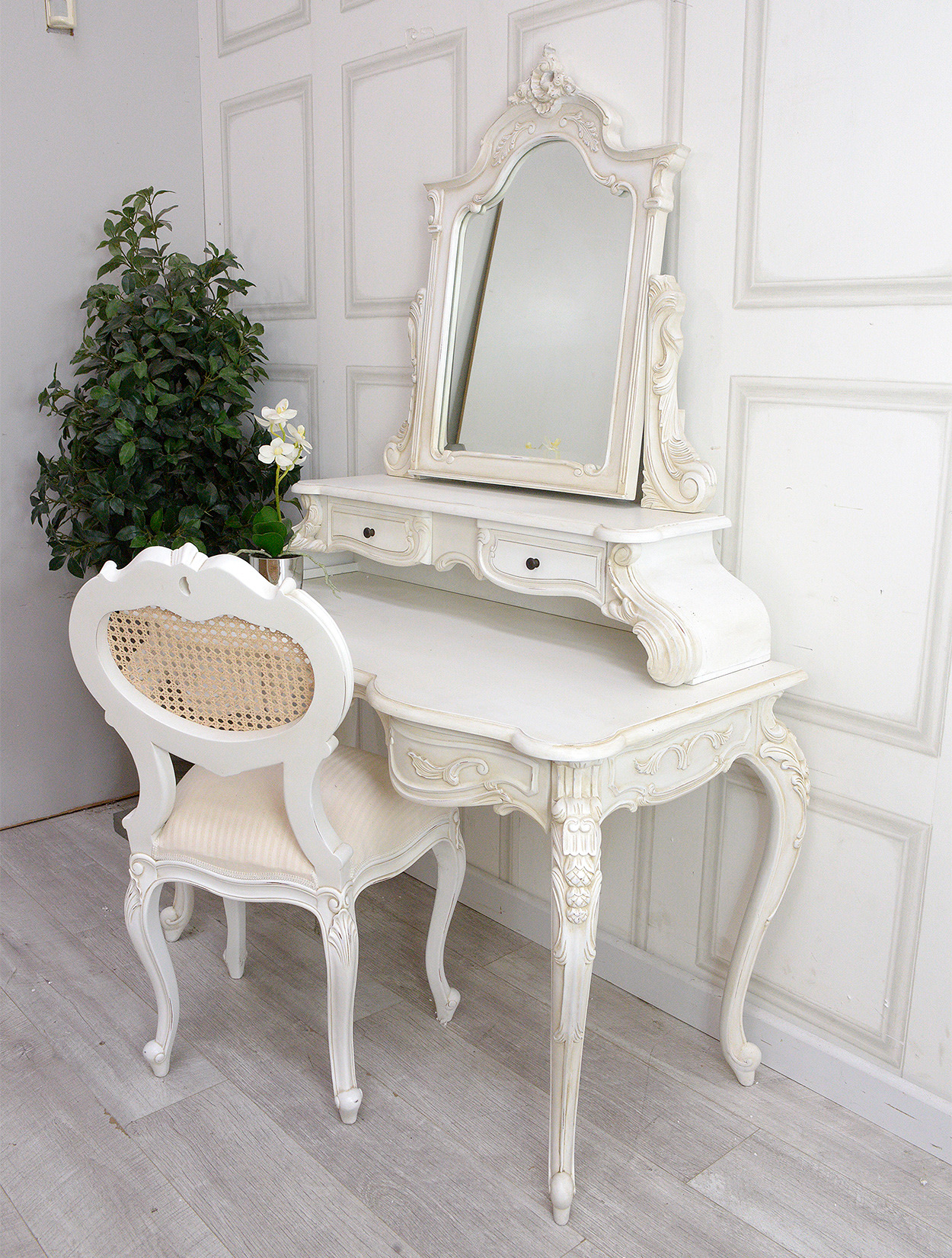 French Style White Dressing Table and Chair Nicky Cornell