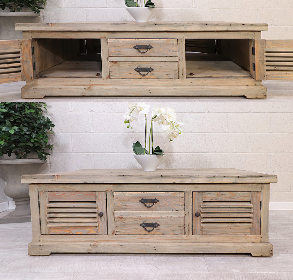 French Style Reclaimed Louvered Coffee Table Nicky Cornell
