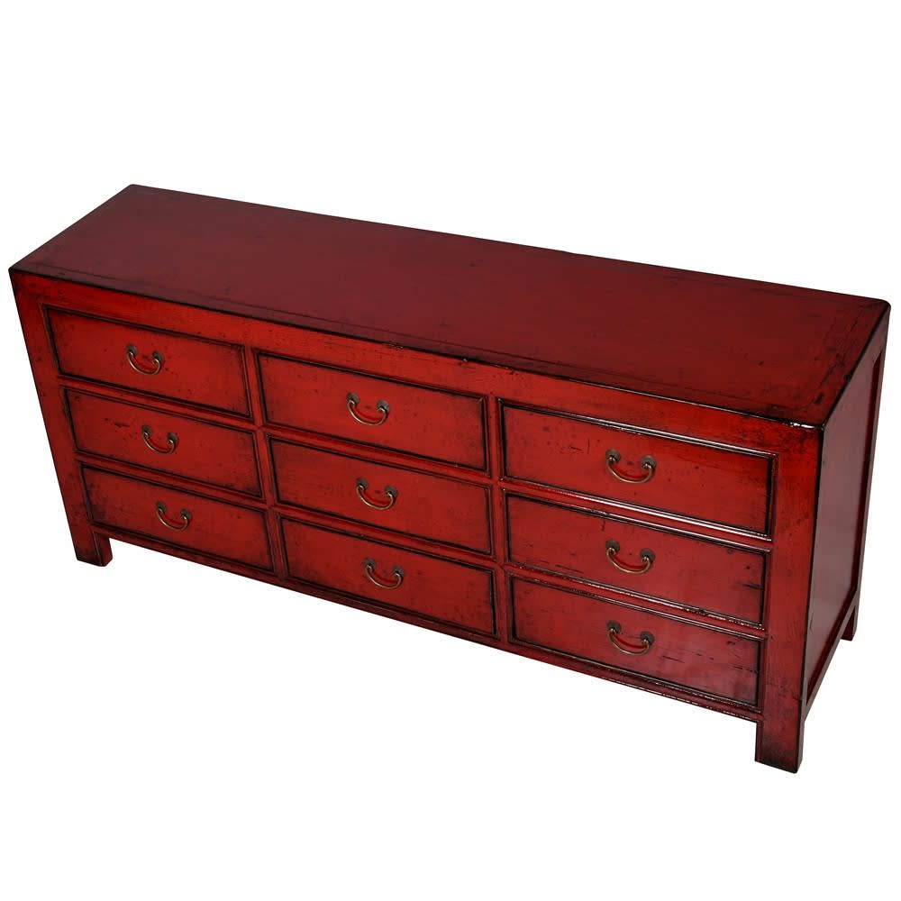 Oriental Style Red 9 Drawer Sideboard Nicky Cornell
