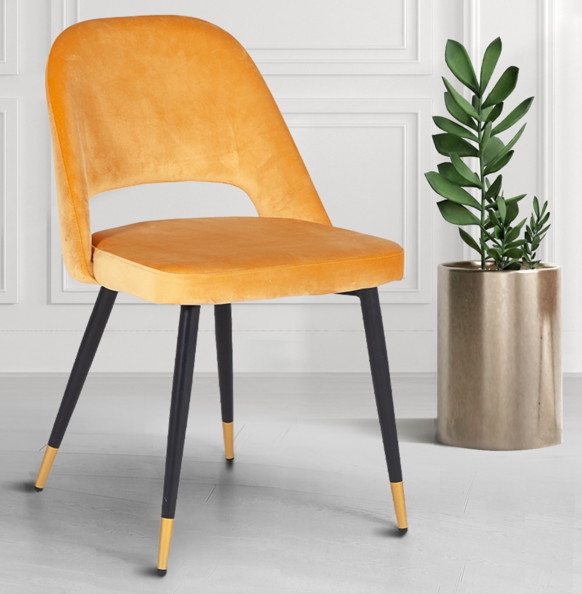 Penelope Mustard Velvet Dining Chair Nicky Cornell