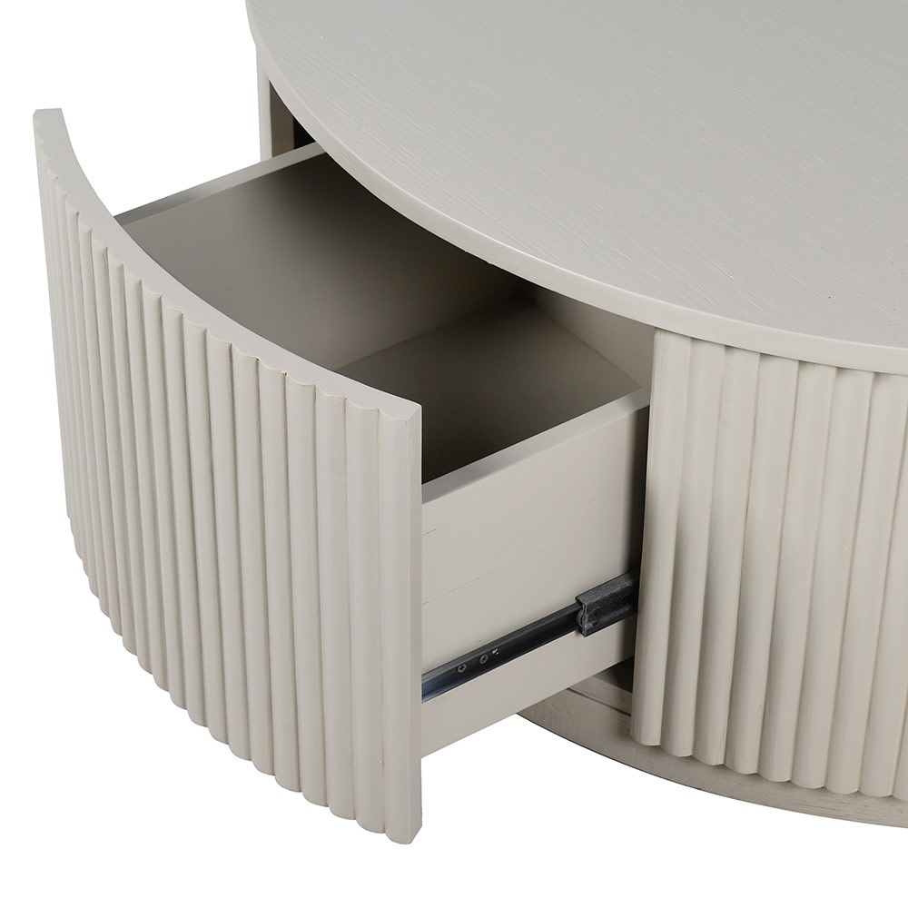 Ribbed Wood Round Coffee Table | Nicky Cornell