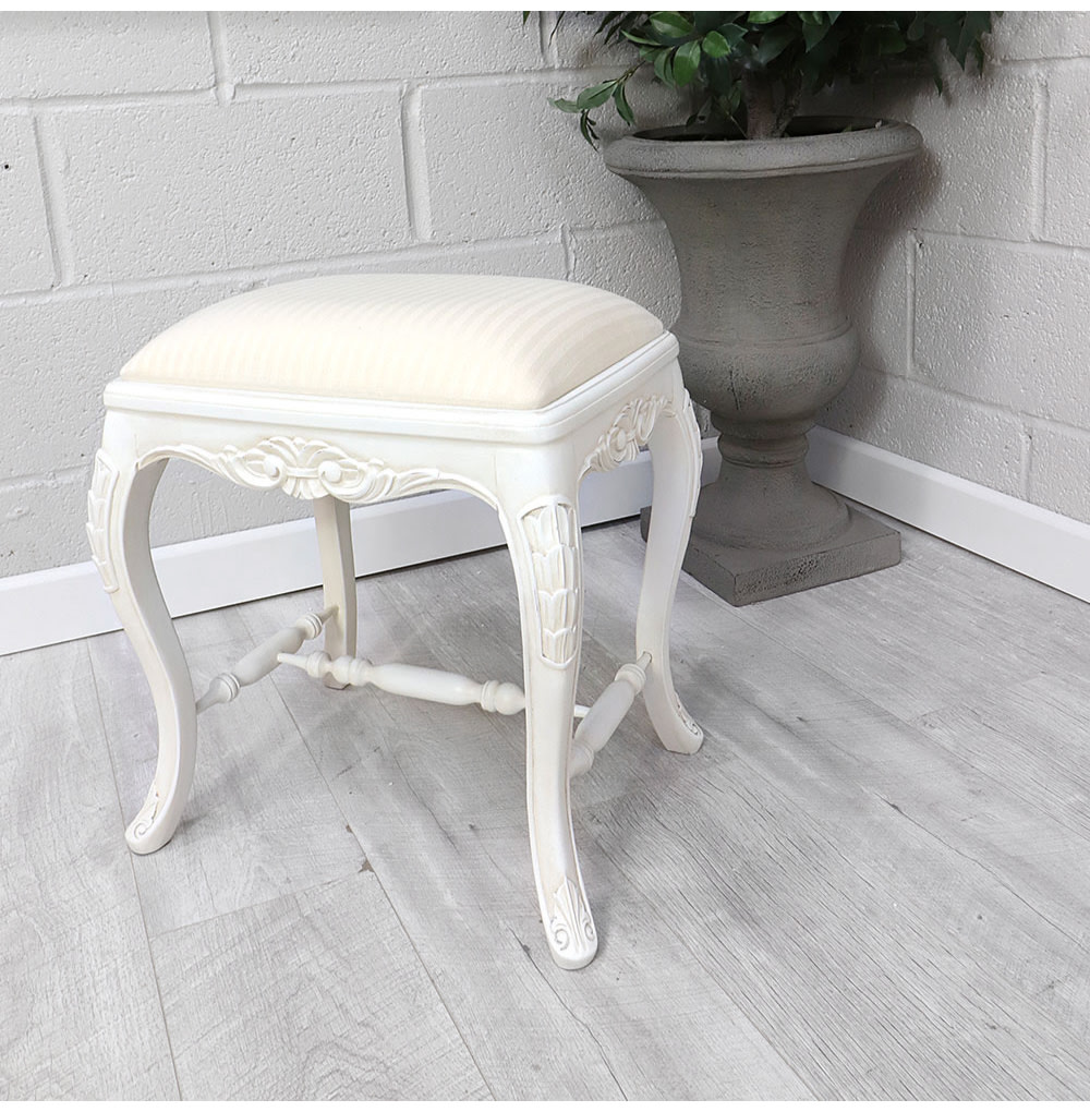 French White Dressing Table Stool Nicky Cornell
