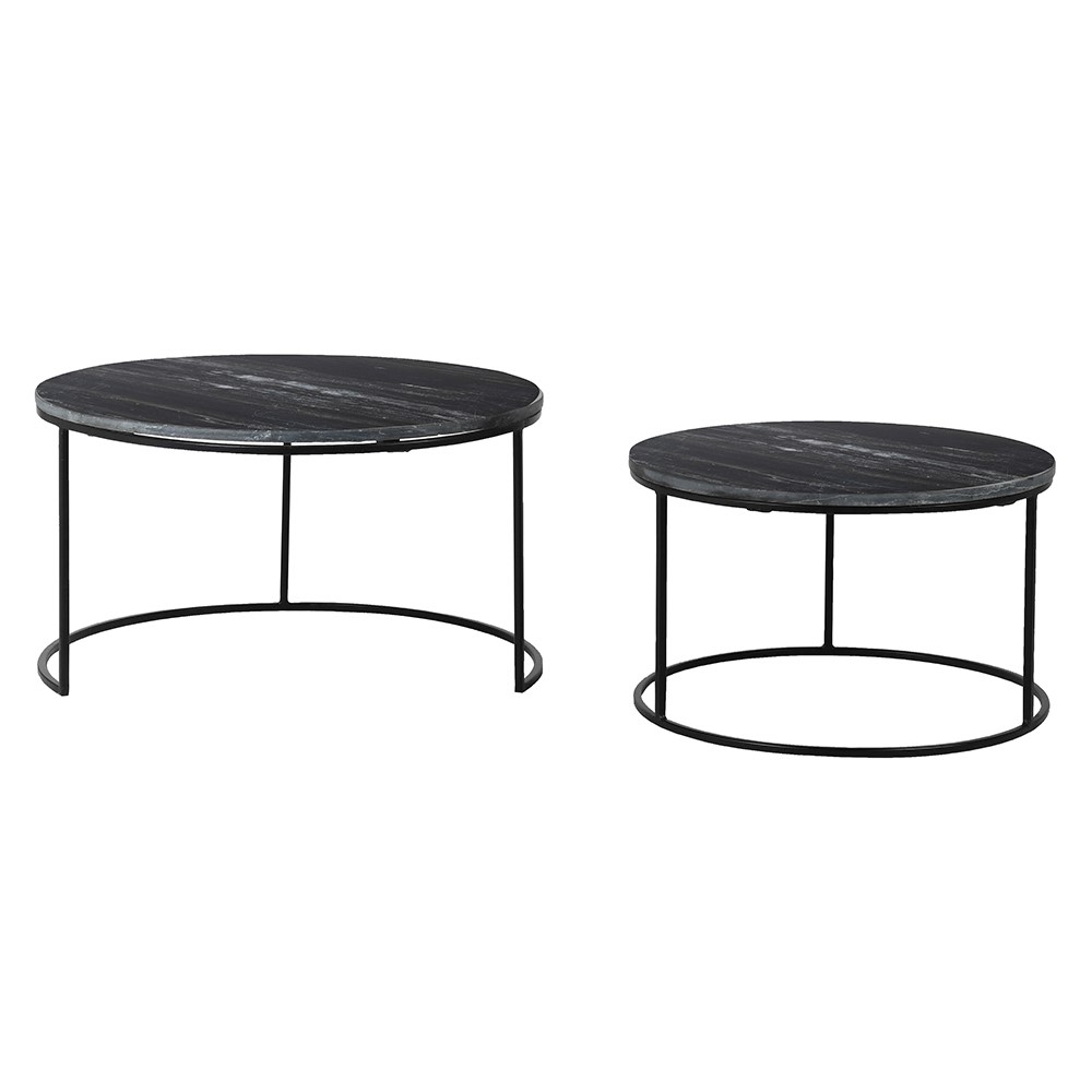 Pair of Black Marble Coffee Tables Nicky Cornell