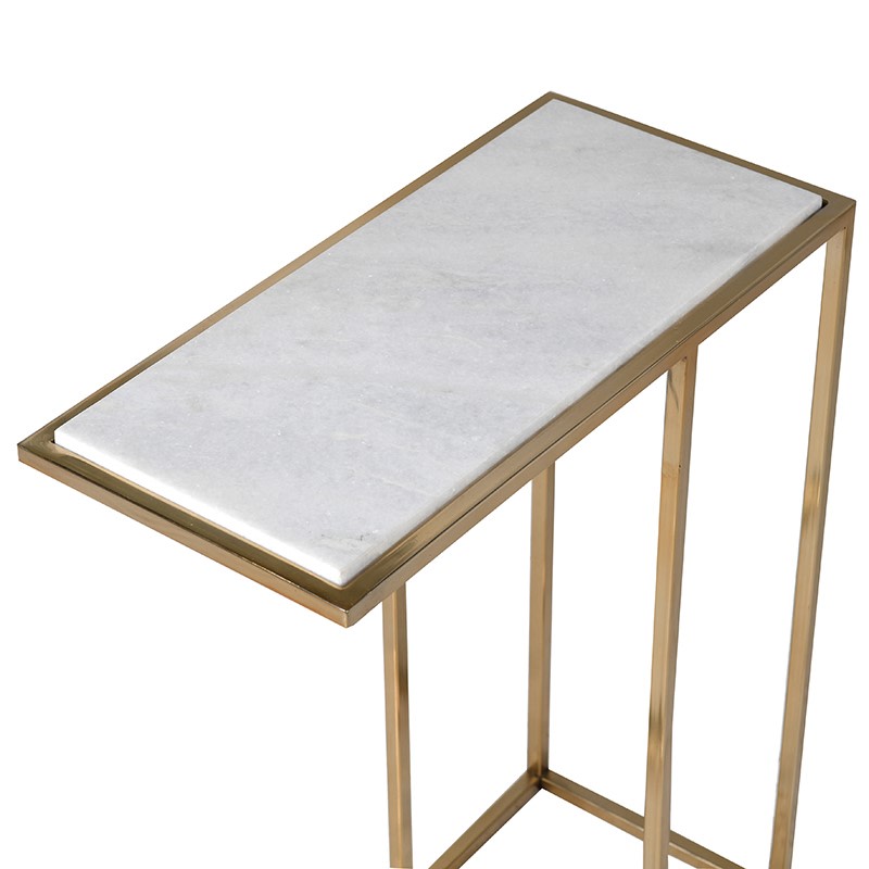 Gold with Marble Slim Side Table Nicky Cornell