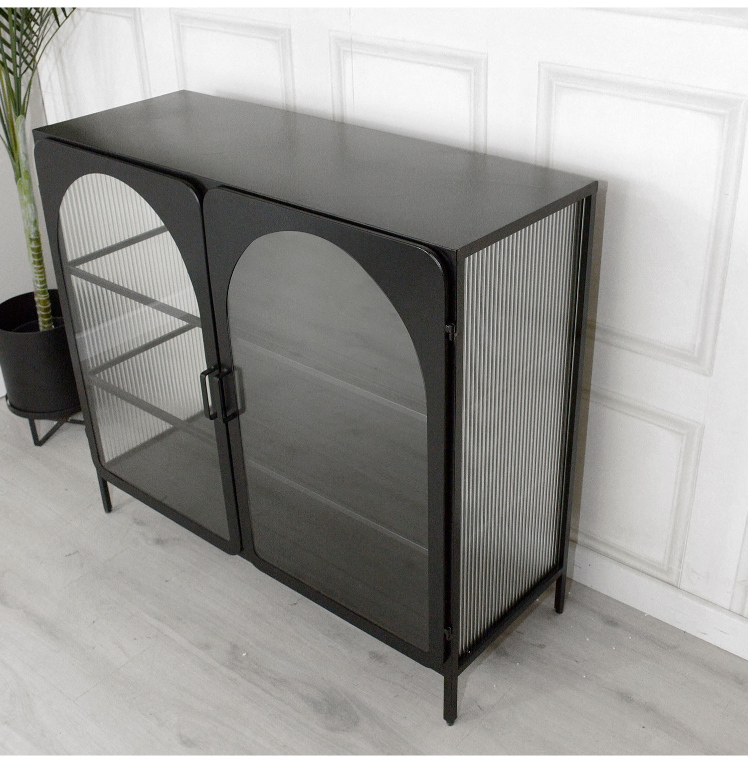 Industrial Arched Fluted Glass Cupboard Nicky Cornell