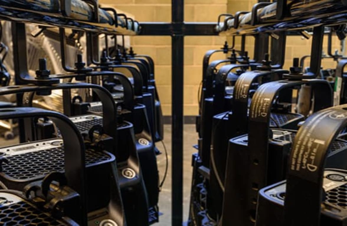 Racks of Lighting Equipment at Leeds Beckett University