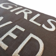 No girls allowed embroidered charcoal grey cushion with duck foam pad