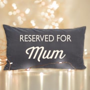 Reserved for Mum embroidered charcoal grey cushion with duck foam pad