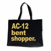 AC-12 bent shopper glittered text shopping tote bag