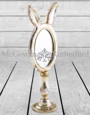 Small Antique Silver Rabbit Ears Table Mirror