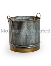 Set of 3 Galvanised with Brass Details Planters