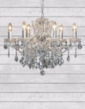 6 Branch Silver Leaf Shallow Chandelier