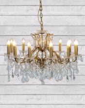 Large 12 Branch Shallow Gold Chandelier