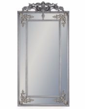 Tall Silver French Mirror with Crest