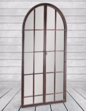 Antiqued Iron Large Arch Window Metal Mirror