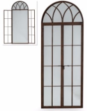 Antiqued Iron Tall Arch Window Metal Mirror