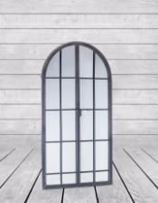 Antiqued Lead Grey Iron Large Arch Window Metal Mirror