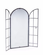 Antiqued Lead Grey Iron Large Arch Window Metal Mirror