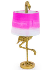 Antique Gold Flamingo Table Lamp with Pink & White Shade