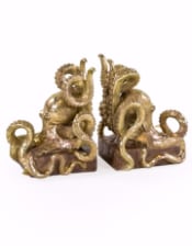 Gold Octopus Pair of Bookends