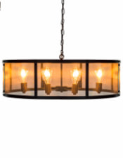 Large Round Black Iron Industrial Chandelier