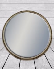 Large Black and Pewter Deep Framed Cylinder Mirror