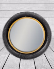 Black and Bronze Medium Round Lincoln Wall Mirror