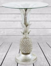 Silver Pineapple Glass Top Side Table