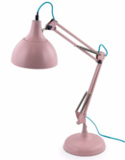 Matt Pink Traditional Desk Lamp (Blue Fabric Flex)