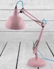 Matt Pink Traditional Desk Lamp (Pink Fabric Flex)