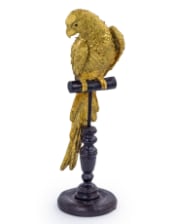 Gold Parrot on Perch Figure