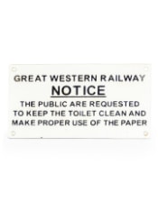 Cast Iron Antiqued GWR Toilet Warning Sign