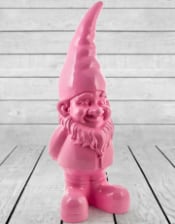 Giant Bright Pink Standing Gnome Figure