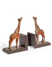 Cast Iron Antiqued Pair of Giraffe Bookends