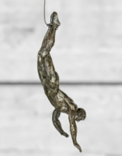 Set of 3 Antique Silver Abseiling Men Wall Figures